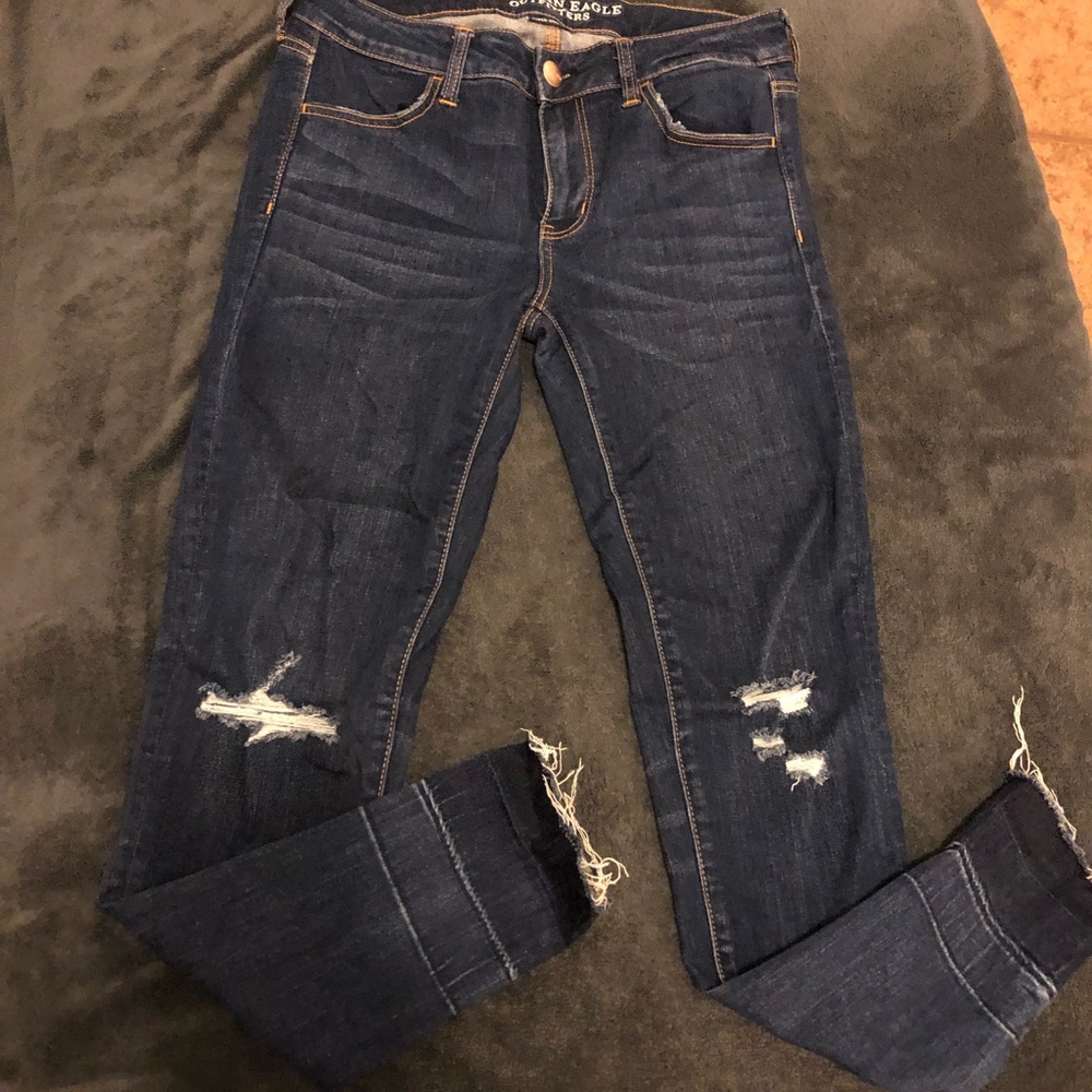 AEO Jeggings with distressing at knees and ankles